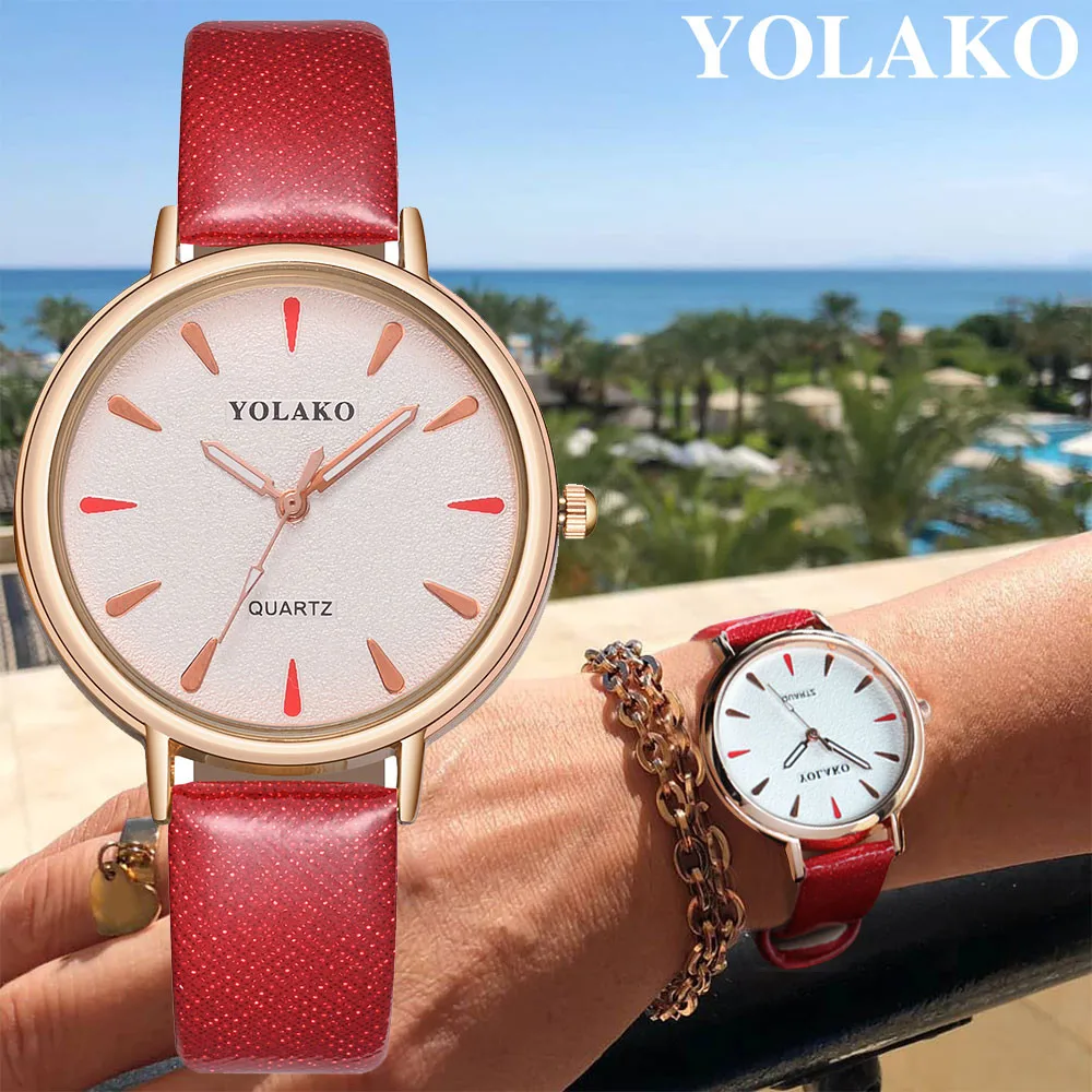 

YOLAKO Montre femme Mode De Luxe Dames Quartz Montre Top Marque Bracelet En Cuir Montre Femmes Montres Reloj 533