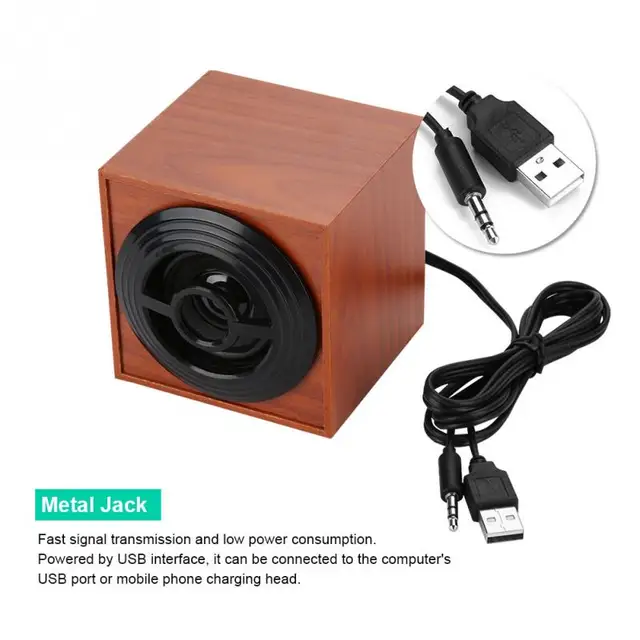 Mini Wooden USB Computer Speakers Portable Computer Subwoofer Desktop Speaker Computer Subwoofer Bass PC Speaker