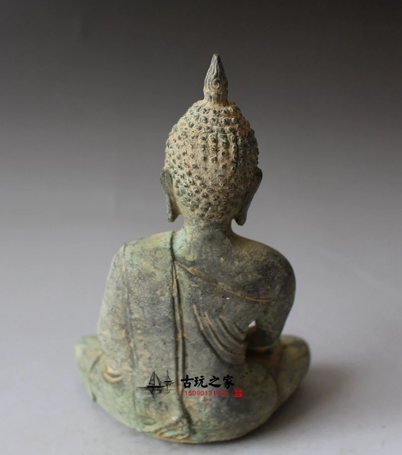 Китайский Старый Бронзовый коллекции из деревенской статуи Будды шакья Муни