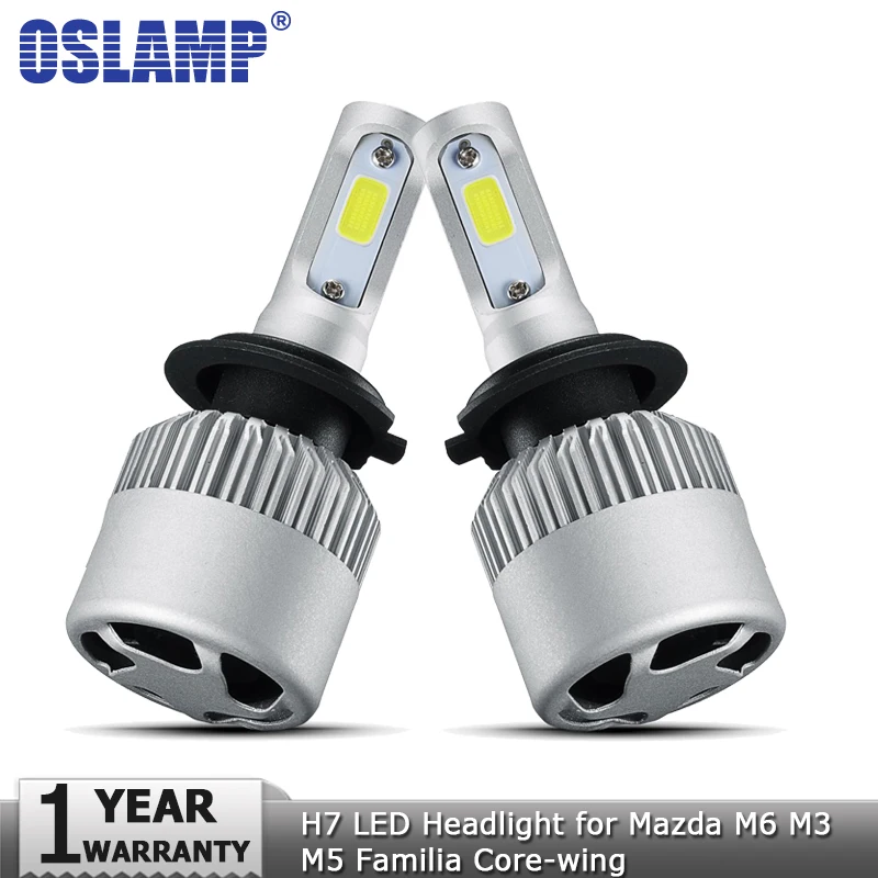 Oslamp H7 светодиодная фара COB 72 Вт 8000lm 6500 к автомобильные лампочки 12В 24В Авто