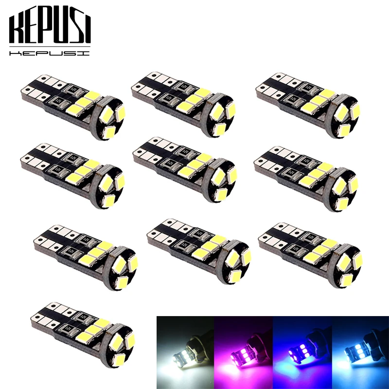 

10x T10 Canbus W5W LED Car Light Error Free 9SMD 2835 501 Warning Side Light Bulbs Sidermarker Parking Lighting white red blue