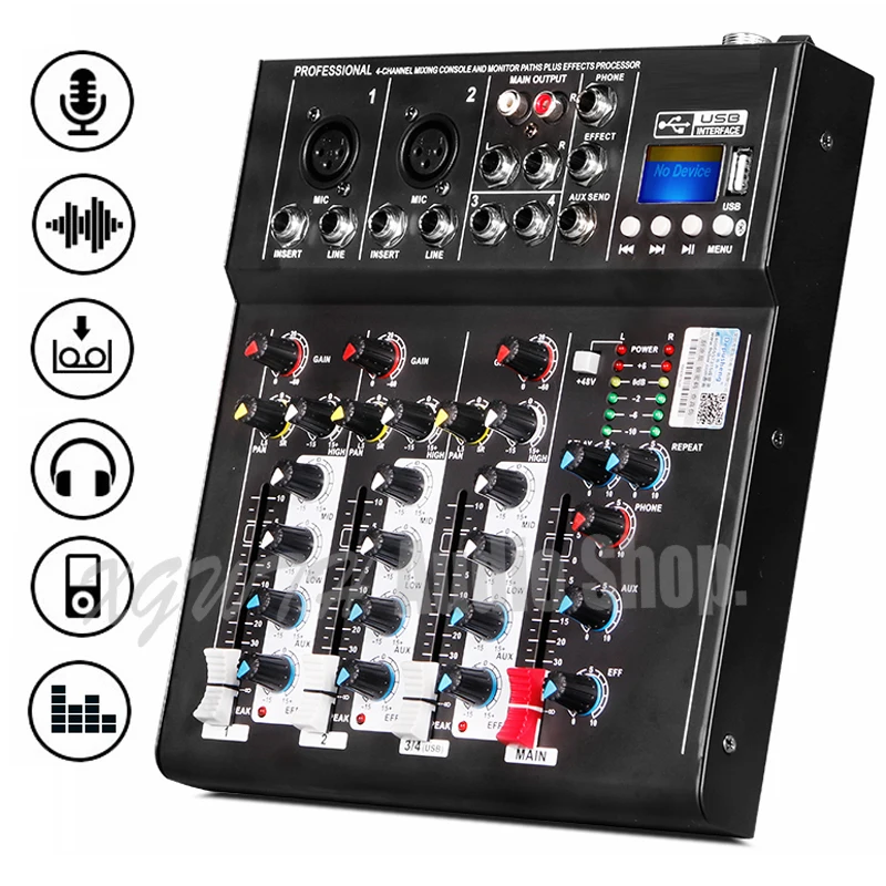 

Professional Small home 4 way Bluetooth With Effect Mixer KTV Stage Performance Wedding Meeting USB Bluetooth Reverb