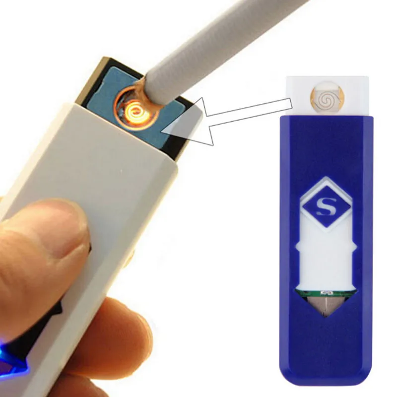 

Hot Sale USB Electronic Rechargeable Battery Flameless Car Cigarette Lighter No flame Lighter No Gas/Fuel Lighter 7 colors