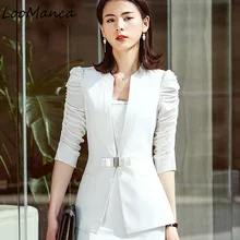 Женские юбочные костюмы летний элегантный стиль OL весеннее платье, рукава до локтя с v-образным вырезом и пиджак и юбка Офисная Рабочая одежда