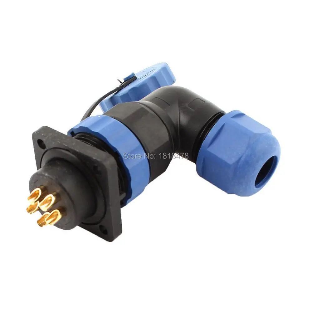 

SD20 20mm 5 Pin 5 P Square Flange Waterproof Aviation Connector Right Angle IP68