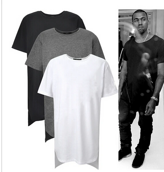 Aliexpress.com Acheter À Long Tee High Low nouveau 2016 mode Hip Hop homme ressort supérieur T Shirt T chemise T shirt hommes Tyga Swag vêtements vêtements
