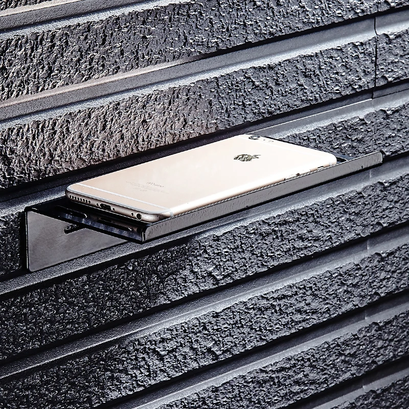 Bathroom Shelves Shower Storage Rack Decorative Aluminum Black Bathroom Shelf Organizer Wall Mounted Toilet Corner Shampoo Shelf