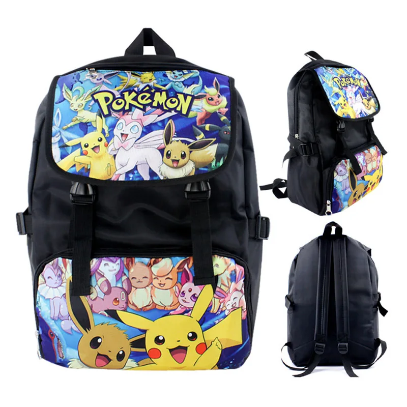 Pokemon Children Backpack Pocket Monster Boys Girls Schoolbag Anime Pikachu Nylon Waterproof Laptop Shoulder Bags Mochila BP0176 (14)