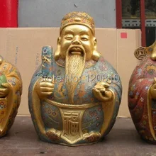 Китай Бронзовый перегородчатые 3 Счастливый долголетие Бог статуя Будды Набор