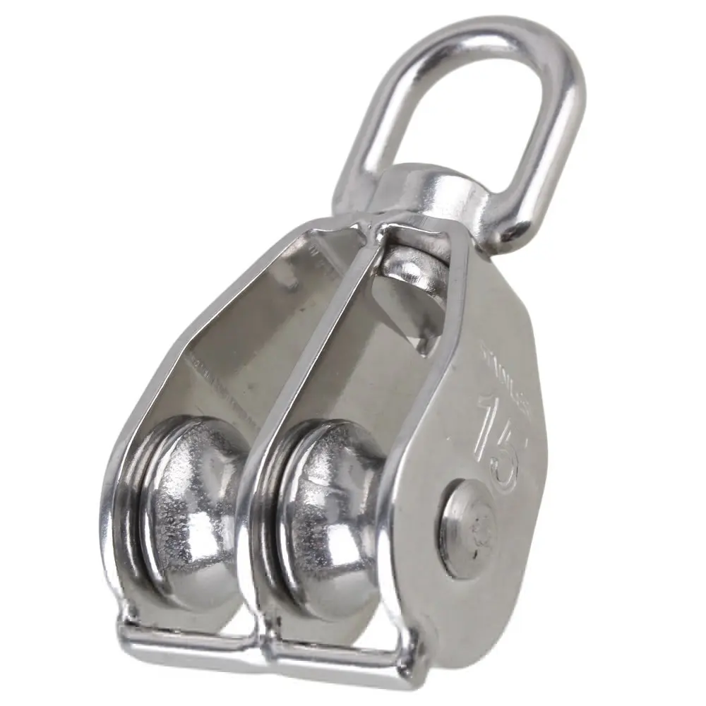 Details about   M15/M20/M25/M32/M50 Stainless Steel Double Sheave Wire Rope Pulley Block 5 Packs 