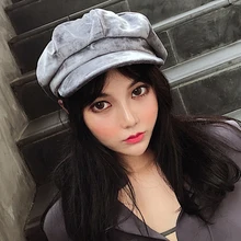 Ht1982. осенне-зимние шапки для женщин, мягкие Восьмиугольные шапки Newsboy, однотонные простые береты из плюша, женские береты, шапки художника