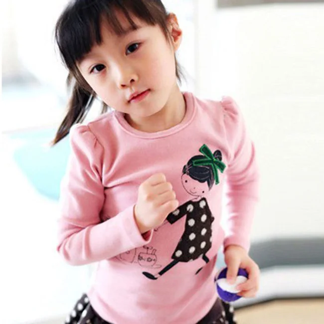 Long Sleeve T-shirt For Girls Toddler Kids Clothes Baby Girls Cartoon Print Mickey T shirts Casual Tops Tees Children's Clothing - Цвет: T7736pink