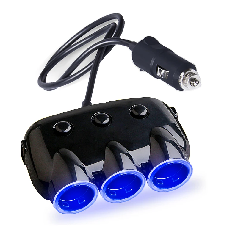 

Yantu 12V/24V 120W Black Auto Car USB Car Cigarette Lighter Adapter Socket Splitter Converter 5V 3.1A car charger with Blue LED