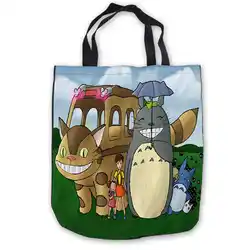 На заказ холст my_neighbor_totoro _ (1) ToteBags ручные сумки сумка для покупок повседневные пляжные сумки складные 180911-04-32