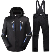 Зимние уличные лыжные костюмы, мужские снежные и Двойные лыжные ветрозащитные водонепроницаемые теплые уплотненные новые лыжные костюмы
