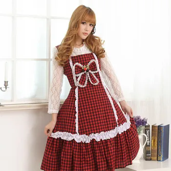 

JSK Lolita Cute Lolita Costume Maid Style Lovely Print Lolita JSK Red