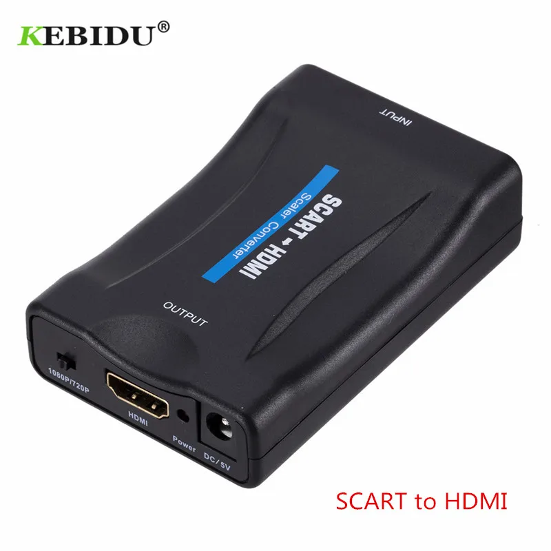 Kebidu 1080P SCART К HDMI конвертер видео аудио адаптер высококлассный av-сигнал адаптер HD приемник ТВ DVD HDMI к SCART+ USB кабель