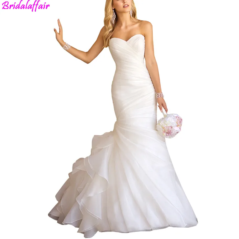 

2019 Sexy Mermaid Wedding Dresses Sweetheart Tulle Mermaid Wedding Dress Lace Up White Marry Bridal Dresses vestido de festa