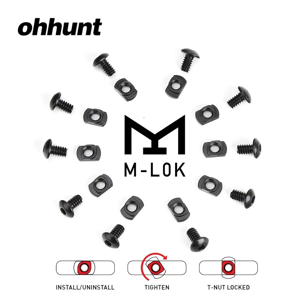 Ohhunt 10 مجموعات (10 مسامير و 10 المكسرات) حزمة M-LOK t-الجوز قياسي الصلب برغي استبدال مجموعة ألين وجع ل أقسام