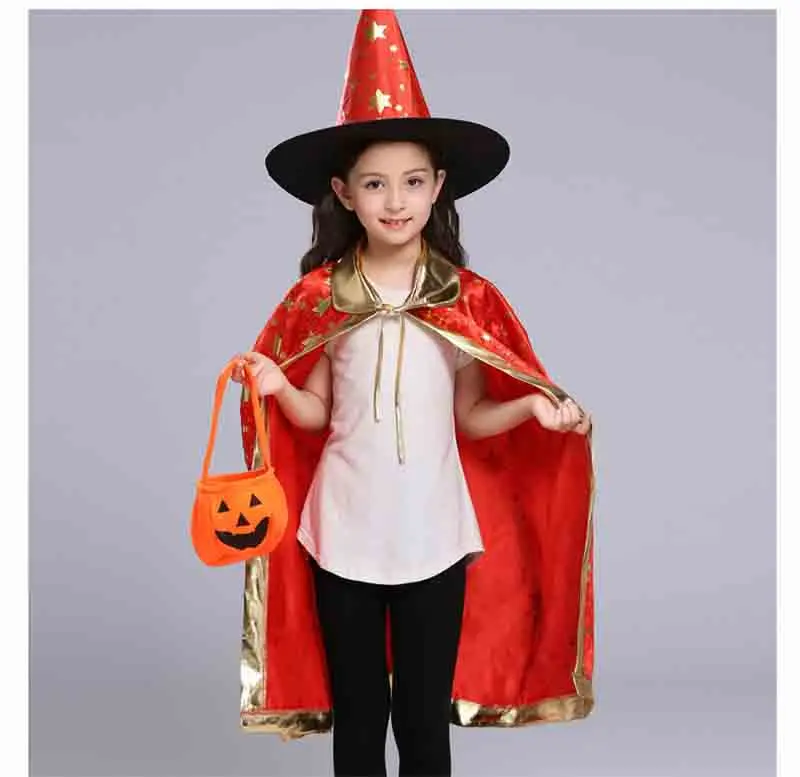 Child Halloween Witch Wizard Cosplay For Girls Boys Cloak With Pointed Hat Costume Festival Parade Carnival Party Outfit For Kid Child Halloween Witch Wizard Cosplay For Girls Boys Cloak With Pointed Hat Costume Festival Parade Carnival Party Outfit For Kid
