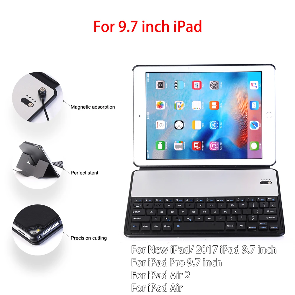 Для iPad 2018 беспроводной Bluetooth чехол клавиатура для 9 7 дюймов 2017 планшет флип Air 2 1