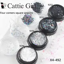 1 коробка 1+ 2+ 3 мм четыре угла квадратные блестки+ смешанный Блеск для ногтей Блеск для макияжа Блеск для ногтей порошок для ногтей пыль украшения для ногтей