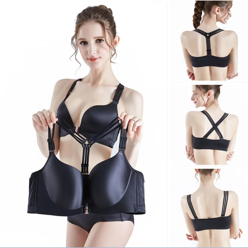 

Gift 3 pairs of shoulder straps Big code sexy Increase front buckle and back Cross slim shoulder strap big size sutyen bra set