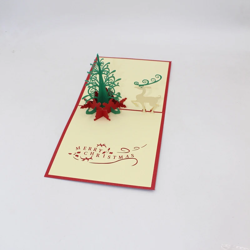  3D Handmade 2019 Merry Christmas Tree Lucky Deer Paper Invitation Greeting Cards PostCard Happy New - 32913535669