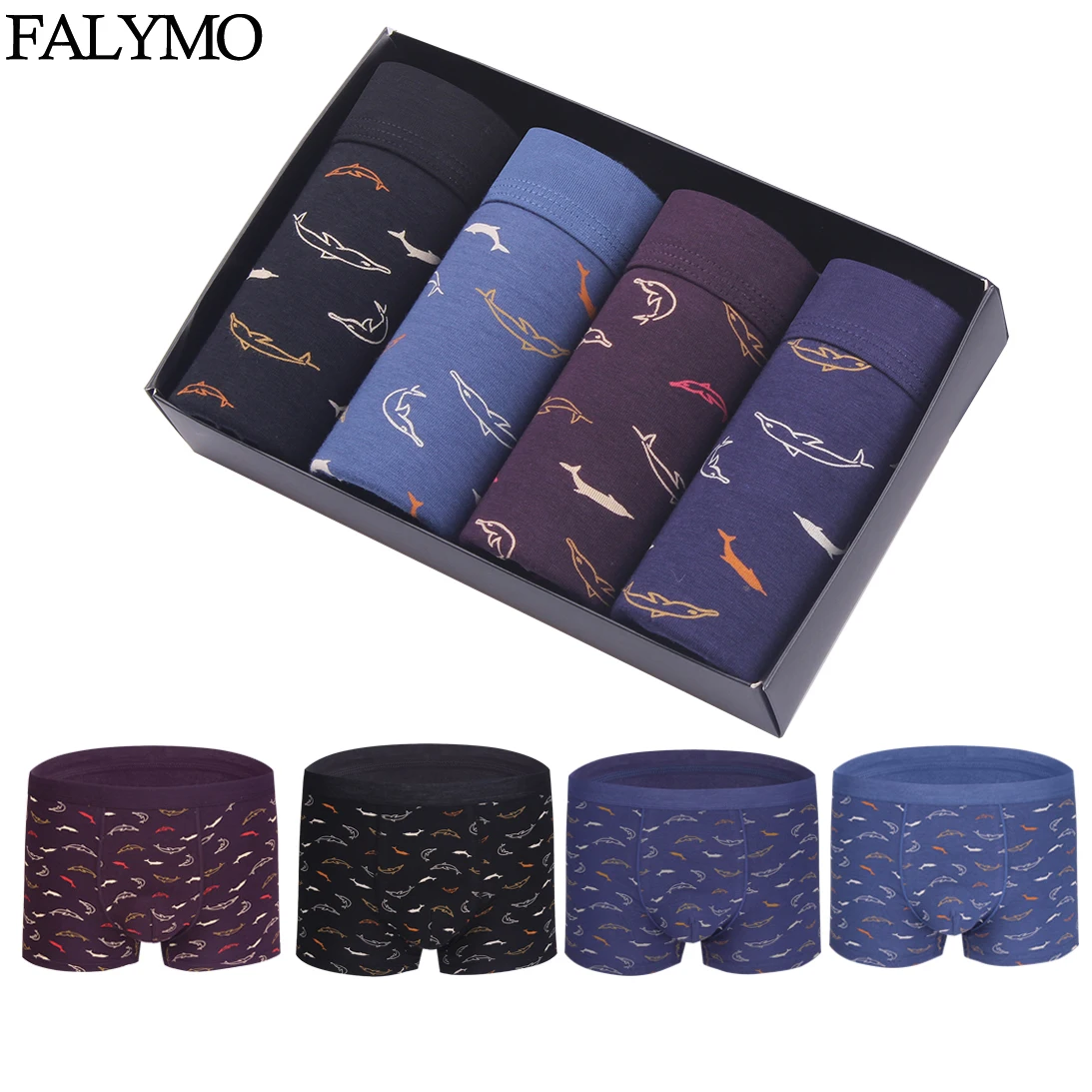 Men's Underwear Boxer Shorts Stretchy Cotton Male Panties 4Pcs/lot