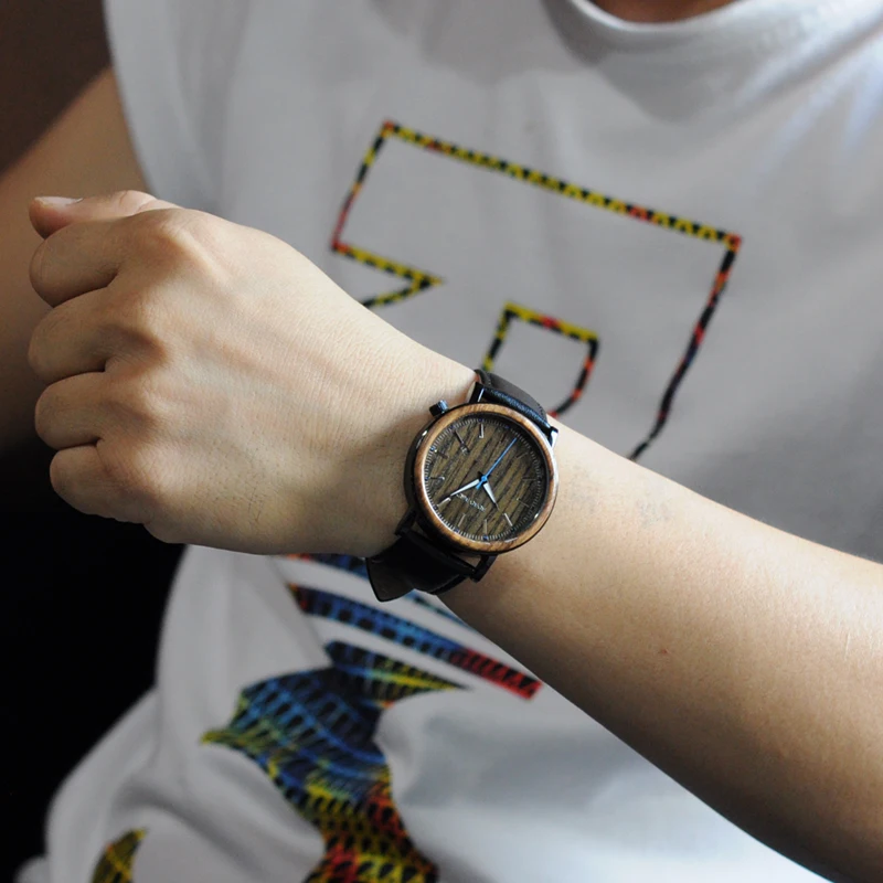 BOBO BIRD Luxury Mens Wood Watches Genuine Leather Band Wooden Wristwatch Japan Move' Quartz Male Relogio C-O27 DROP SHIPING