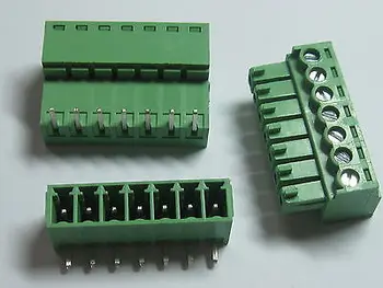 

150 pcs Screw Terminal Block Connector 3.5mm Angle 7 pin Green Pluggable Type
