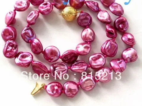 

ddh00676 11mm Fuchsia Red Keshi KEISHI Petal Pearl Necklace