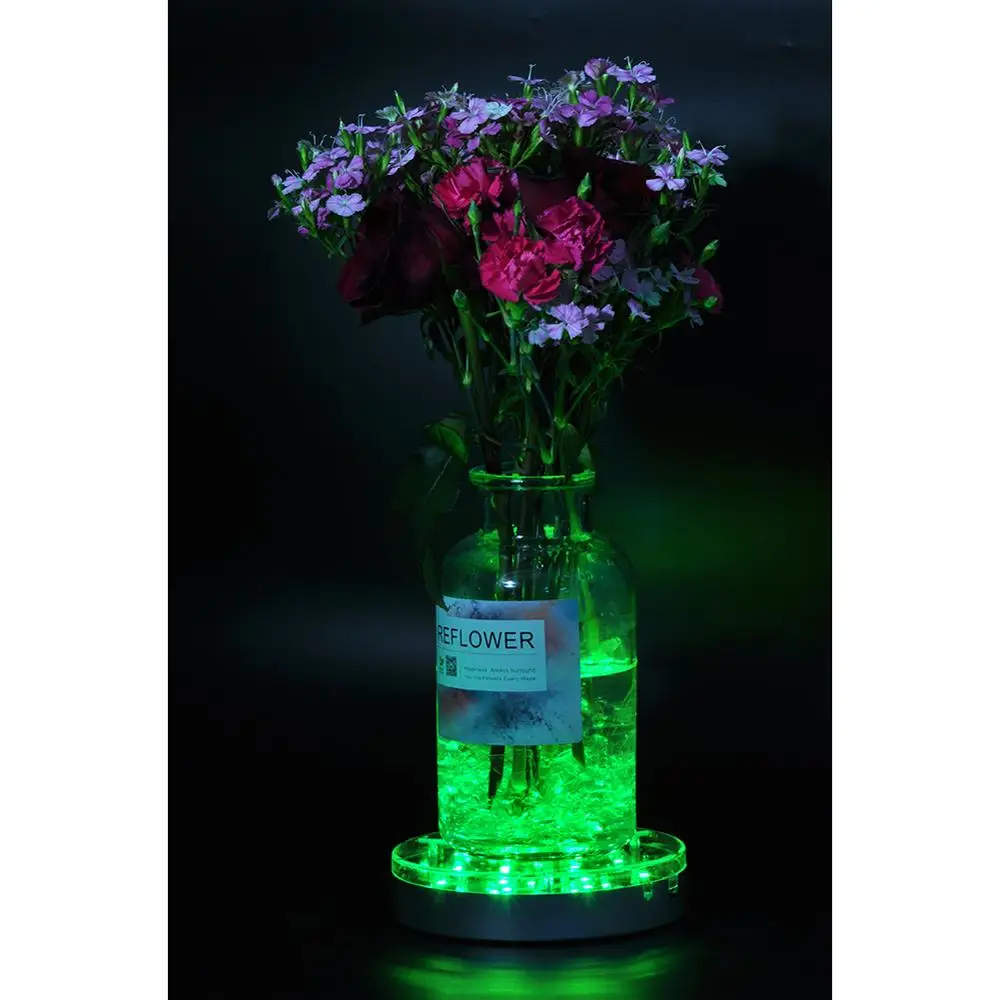 20 штук 15 см RGB светодиодный ваза круглое основание света для Стекло Кальян Шиша Nargile водопровод с декором, свадебные вечерние центральным