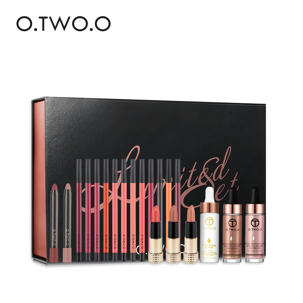 O. TWO. O 20 шт./кор. 24 к розовое золото масло для макияжа кожи + подводка губ карандаш