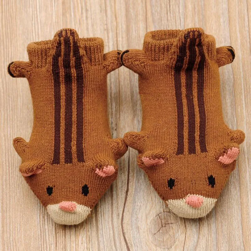 Новые носки для малышей с 3D рисунком животных милые Нескользящие носки-тапочки для малышей