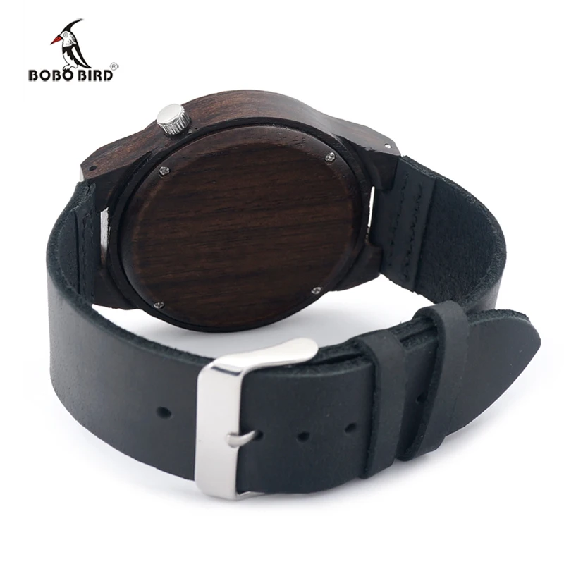 2017 BOBO BIRD Men Wooden Watches Real Leather Strap Black Wood Watch Japan Move' Quartz Wristwatch relogio masculino C-B10 2017 BOBO BIRD Men Wooden Watches Real Leather Strap Black Wood Watch Japan Move' Quartz Wristwatch relogio masculino C-B10