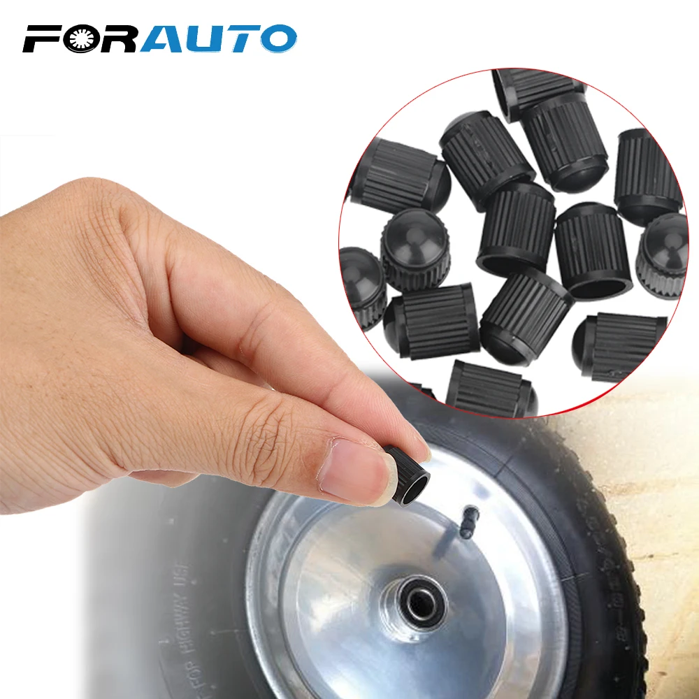

FORAUTO 100 Pieces/Set Car Tire Valve Caps Black Air Valve Caps Auto Truck Bike MTB Dust Dustproof Covers Car-styling Plastic