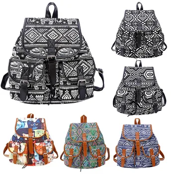

042418 new hot lady ethnic printing canvas backpack