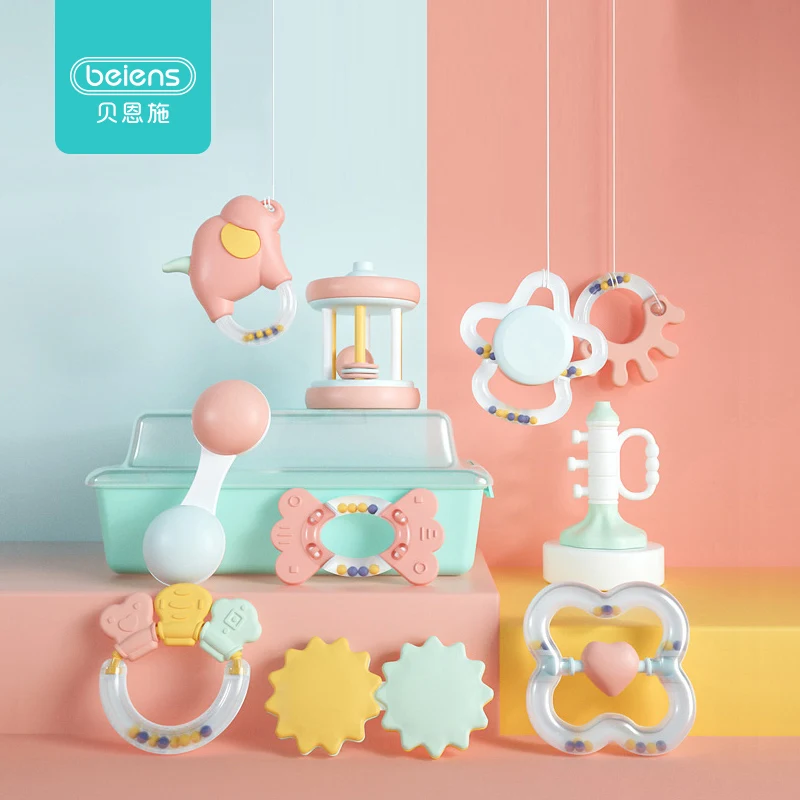 

Baby toys 0-1 year old baby puzzle gum baby hand bell grip 0-3-6 months 12