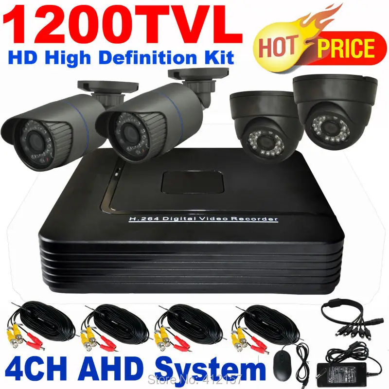 Security CCTV 1200TVL AHD 720P 4CH Day Night IR Camera System DIY Kit