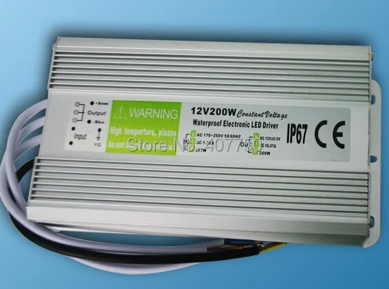 

high quality waterproof IP67 power supply 200W output voltage 12V/24VDC led transformer used for outdoor lighting