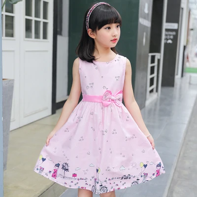Новая детская одежда платье для девочек платье принцессы хлопковое летнее платье с цветочным принтом - Цвет: Небесно-голубой
