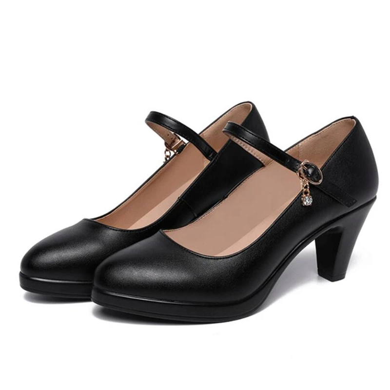 

Large Size 32-43 Office Work Shoes For Ladies New 2019 Fashion Women's Pumps Split Leather High Heels Shoes Platform Pumps Black