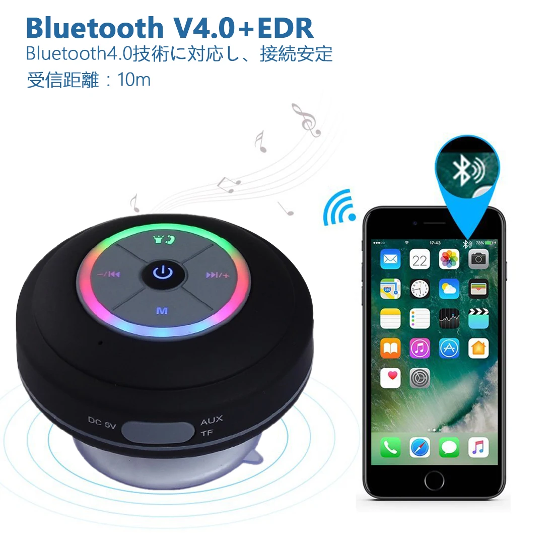 Мини Bluetooth 4,0 динамик портативный Водонепроницаемый Беспроводной Громкая Связь Динамик s светодиодный светильник сабвуфер для душа Ванная комната Бассейн автомобиль