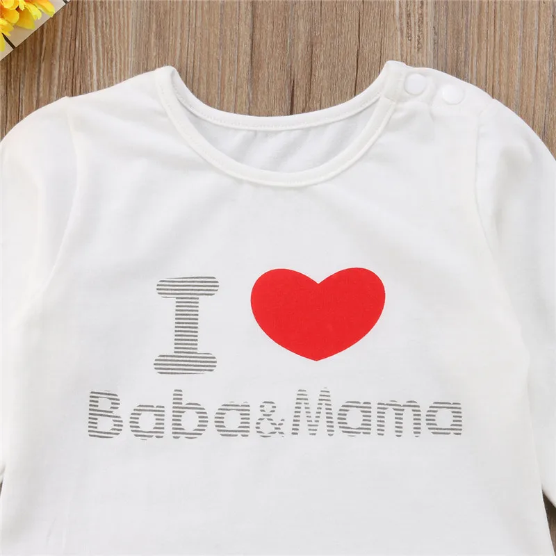 Комбинезон с надписью «I Love Baba Mama» для новорожденных; комбинезон в полоску для новорожденных; одежда с длинными рукавами для маленьких девочек; Одежда для мальчиков