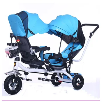 

Swivel Seat Children Tricycle Twins Baby Double Stroller Child Tricycle Bicycle Three Wheels Trolley Pushchair Umbrella Stroller