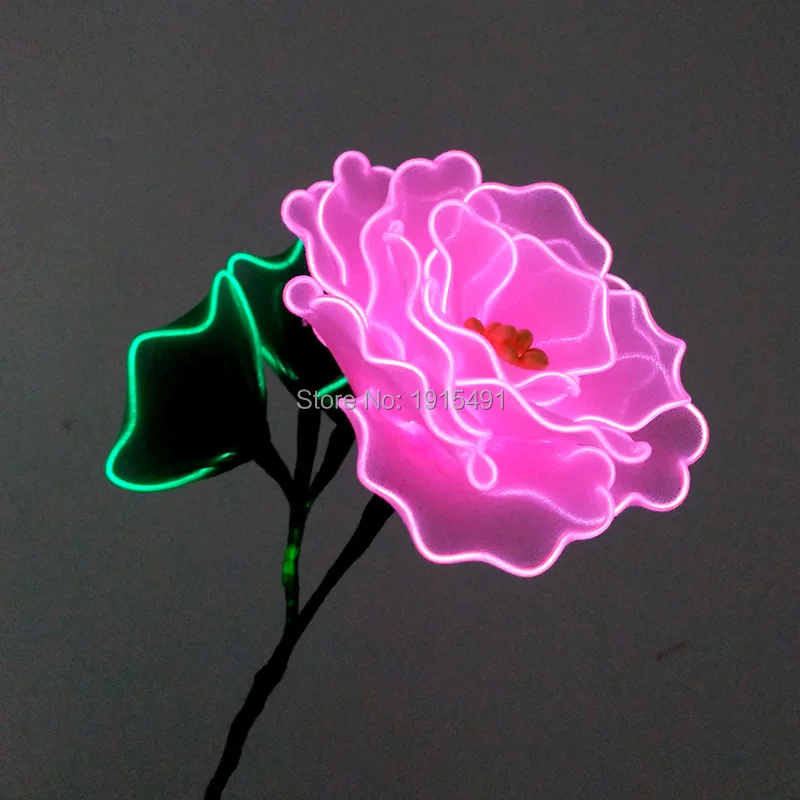 

Stage Design Flickering Neon Glow Light Pink Peony Concert Event Party Lights EL Cold Light Birthday Gift Flower with Converter