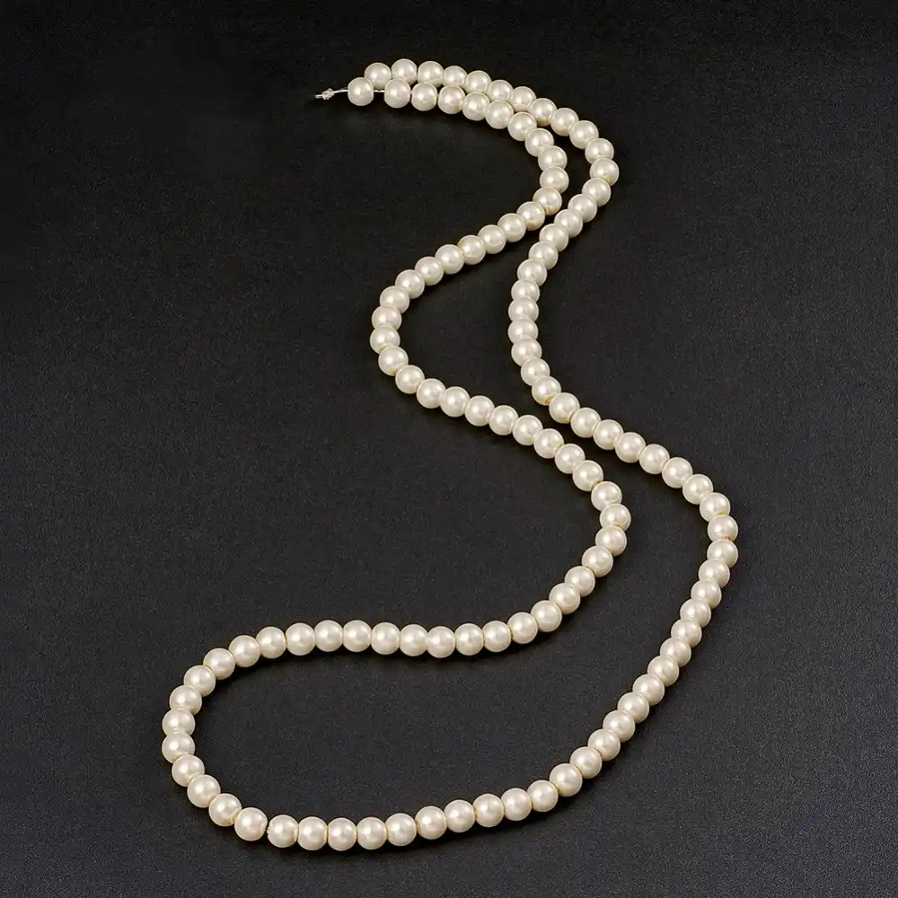 UK Seller Approx 110 Beads Jewellery Supplies 1 Strand 8mm Pale Cream Ivory Glass Pearls Faux Imitation Pearls GLPB9032