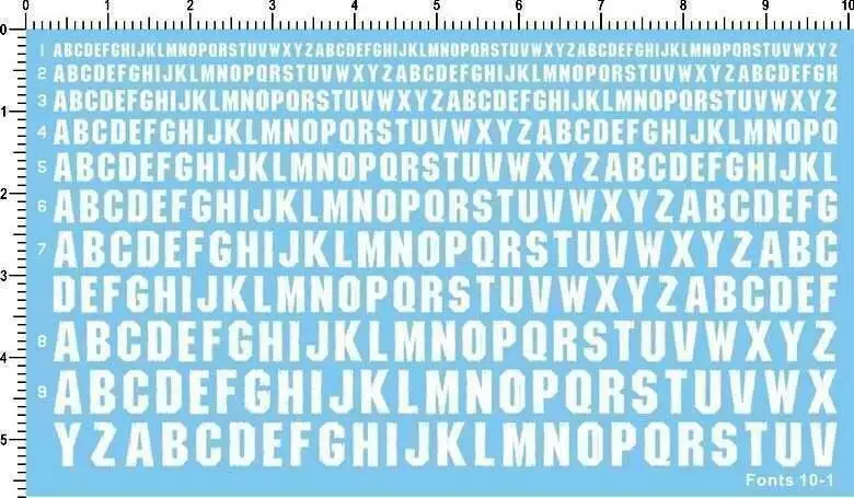 

White Different Scale WWII Military Letter Character Fonts 10-1 Marine Decal