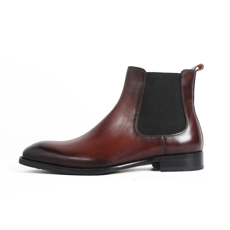 Vikeduo/брендовые ботинки «Челси» ручной работы; коллекция года; Мужская обувь из натуральной кожи; однотонные мужские ботинки в винтажном стиле; вечерние ботильоны для офиса; цвет коричневый; Sapatos
